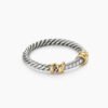 Petite Helena Wrap Band Ring Sterling Silver with 18K Yellow Gold and Diamonds, 4mm