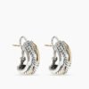 Crossover Shrimp Earrings Sterling Silver with 14K Yellow Gold, 23mm