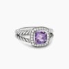 Petite Albion Ring Sterling Silver with Amethyst and Diamonds, 7mm