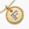 Initial Charm Necklace 18K Yellow Gold with Diamond F