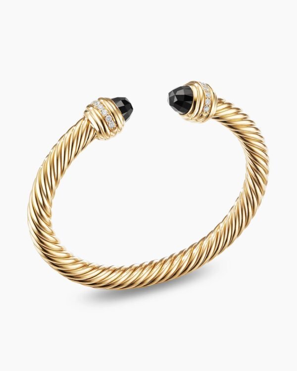 Classic Cablespira&reg; Bracelet 18K Yellow Gold with Black Onyx and Diamonds, 7mm