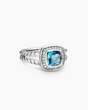 Petite Albion&reg; Ring Sterling Silver with Blue Topaz and Diamonds - 6