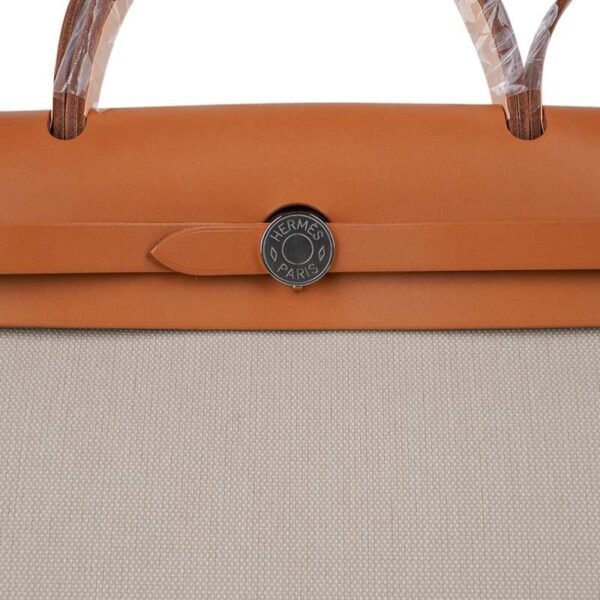 Herbag Zip 31 Bag Beton Toile Militaire / Natural Sable Leather Palladium New w/Box