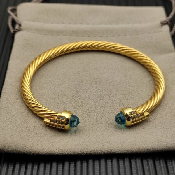 Cable Bracelet with Aquamarine & Diamond Accents  5mm