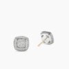 Albion&reg; Stud Earrings Sterling Silver with Pave Diamonds, 7mm