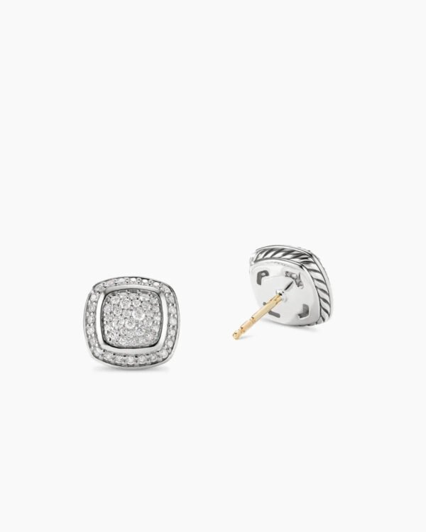 Albion&reg; Stud Earrings Sterling Silver with Pave Diamonds, 7mm