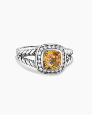 Petite Albion Ring Sterling Silver with Citrine and Diamonds, 7mm