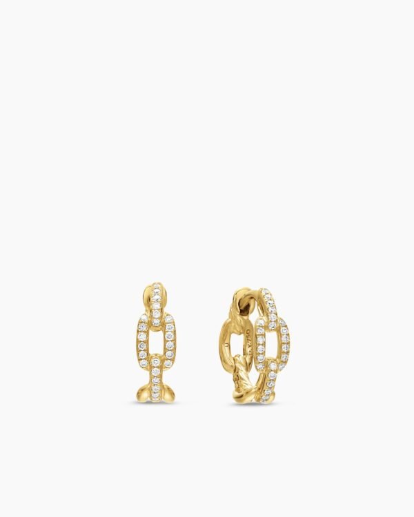 141FDB8E-522E-EE6B-10A5-BA613EC7B1E3.jpg Stax Chain Link Huggie Hoop Earrings 18K Yellow Gold with Diamonds, 12.5mm