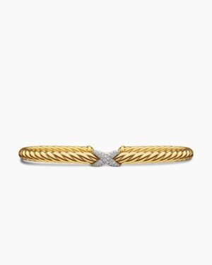 X Cablespira&reg; Station Bracelet 18K Yellow Gold with Pav&eacute; Diamonds, 4mm