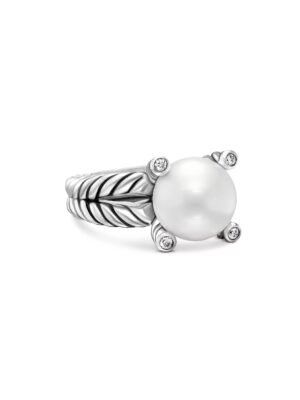 David Yurman  Cable Collectibles&reg; Pearl Ring with Diamonds - 6