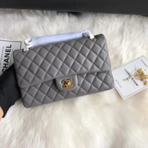 1560E419-EF5D-66B5-2342-15C63807D71F_33a690ba-d08f-46a5-b3ff-cae757c8a6ae.jpg Chanel 1112 Grey Medium Size 2.55 Lambskin Leather Flap Bag