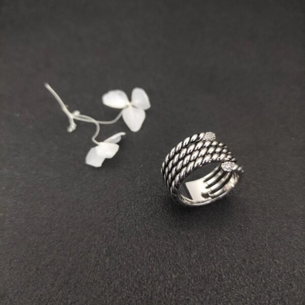 156966A5-8A79-C7BB-E68E-655C9D927516.jpg David Yurman Diamond Willow Serpentine Ring - 6