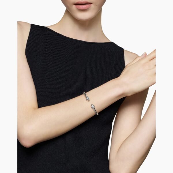 Cable Bracelet Sterling Silver with 18K Yellow Gold and Diamonds, 5mm