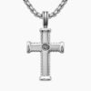 Chevron Cross Pendant Sterling Silver with Diamonds