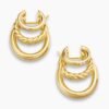 DY Mercer&reg; Three Row Hoop Earrings 18K Yellow Gold with Diamonds, 21mm