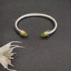 Classic Cable Bracelet Sterling Silver with Peridot and Diamonds, 5mm