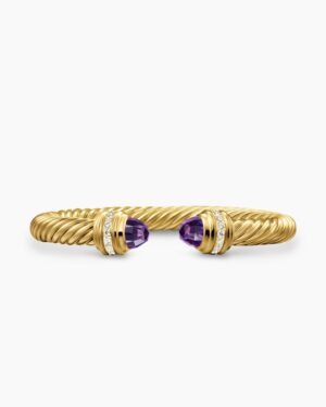 Classic Cablespira&reg; Bracelet 18K Yellow Gold with Amethyst and Diamonds, 7mm