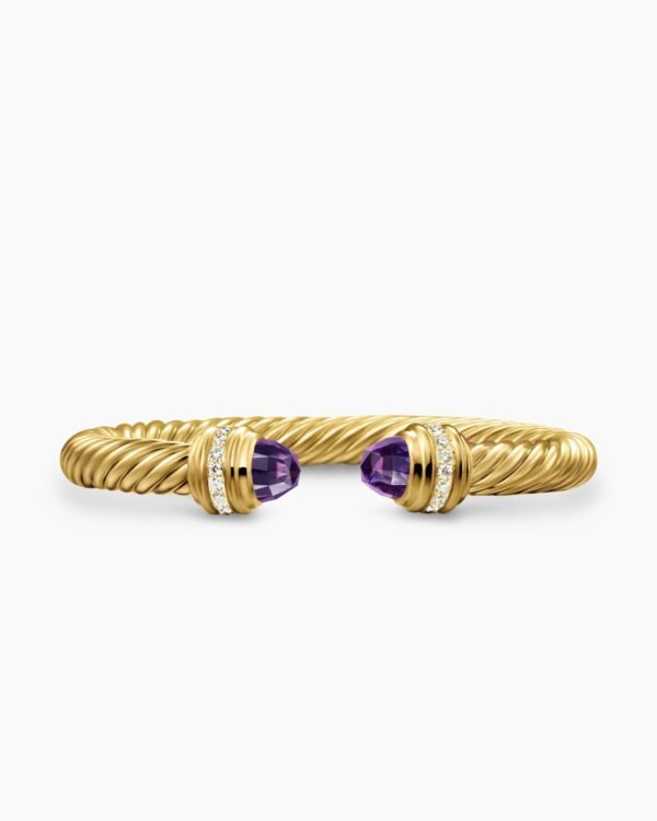 Classic Cablespira&reg; Bracelet 18K Yellow Gold with Amethyst and Diamonds, 7mm