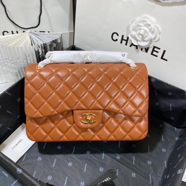 Chanel Large Classic Handbag Gold Hardware Brown For Women, Women&rsquo;s Handbags, Shoulder Bags 11.8in/30cm
