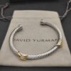 X Classic Cable Station Bracelet Sterling Silver with 14K Yellow Gold, 5mm
