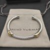 X Classic Cable Station Bracelet Sterling Silver with 14K Yellow Gold, 5mm