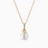 Solari Pendant Necklace 18K Yellow Gold with Pearl and Diamonds, 8mm