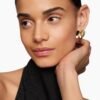 DY Mercer&reg; Three Row Hoop Earrings 18K Yellow Gold with Diamonds, 21mm