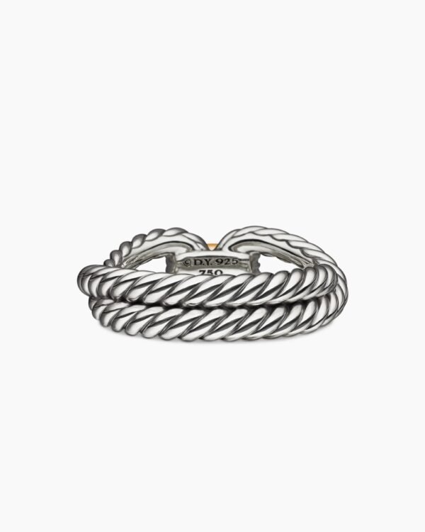 Cable Loop Band Ring Sterling Silver with 18K Yellow Gold - 6