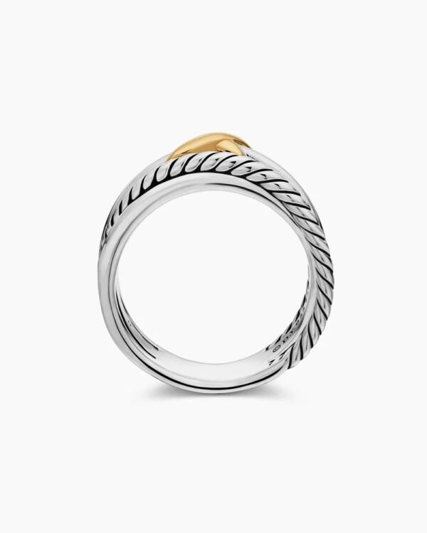 1987EB52-6ED4-30B2-DF6C-551DA2309856.jpg X Crossover Band Ring Sterling Silver with 18K Yellow Gold - 6