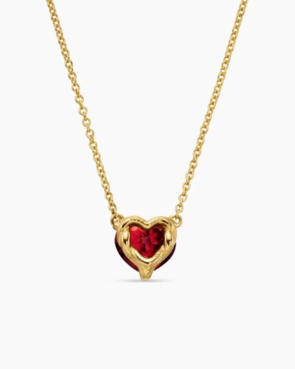 19AFC2AB-202C-D69F-1BED-043D1C3171E2.jpg Chatelaine® Heart Pendant Necklace 18K Yellow Gold with Garnet, 8mm