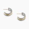 Cable Collectibles Huggie Hoop Earrings Sterling Silver with 14K Yellow Gold, 15.6mm