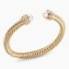 Classic Cablespira&reg; Bracelet 18K Yellow Gold with Pearls and Diamonds, 7mm