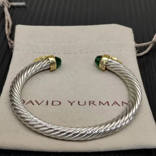 7mm Cable Bracelet with Peridot & Diamond Accents ??Gold Cap