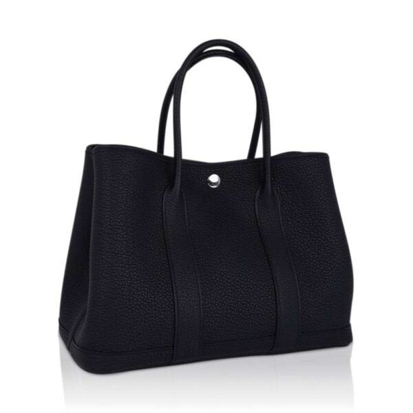 Garden Party 30 Bag Black Vache Country Leather with Palladium Hardware
