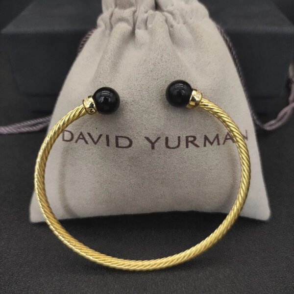 1AA583B9-B592-FBB0-3CE2-B962614011DB.jpg Solari Cablespira® Bracelet 18K Yellow Gold with Black Agate and Diamonds, 3mm