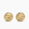 Sculpted Cable Stud Earrings 18K Yellow Gold, 14mm