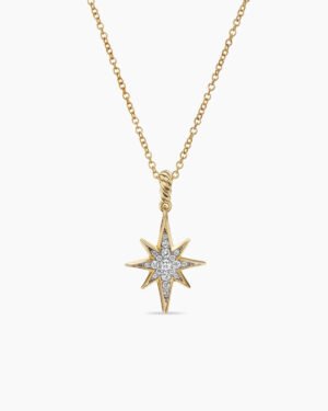 Cable Collectibles&reg; North Star Necklace 18K Yellow Gold with Pave Diamonds, 21.6mm