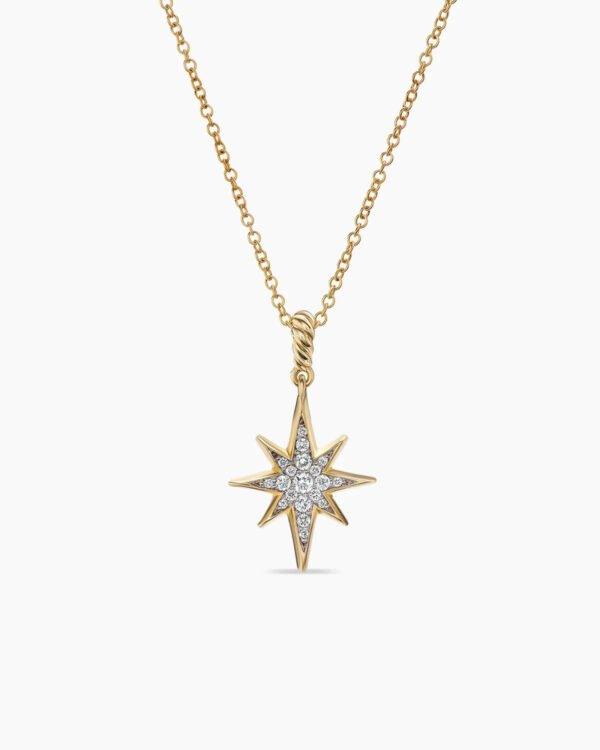 Cable Collectibles&reg; North Star Necklace 18K Yellow Gold with Pave Diamonds, 21.6mm