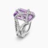 Cable Wrap Ring Sterling Silver with Lavender Amethyst and Diamonds - 6