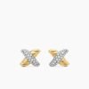 1C3B5975-ED79-467E-F85F-9917D48D5915.jpg Petite X Stud Earrings 18K Yellow Gold with Diamonds, 8.4mm