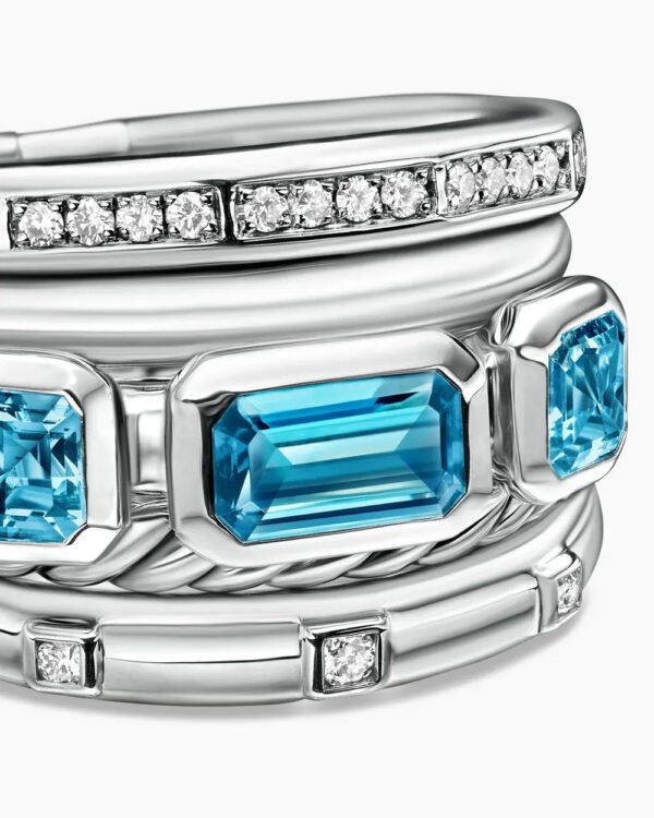1C466C57-358B-E9D0-ABD2-7FDAB321E846.jpg Stax Five Row Ring Sterling Silver with Hampton Blue Topaz and Diamonds - 6