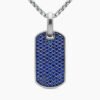 Chevron Tag Sterling Silver with Sapphires, 27mm