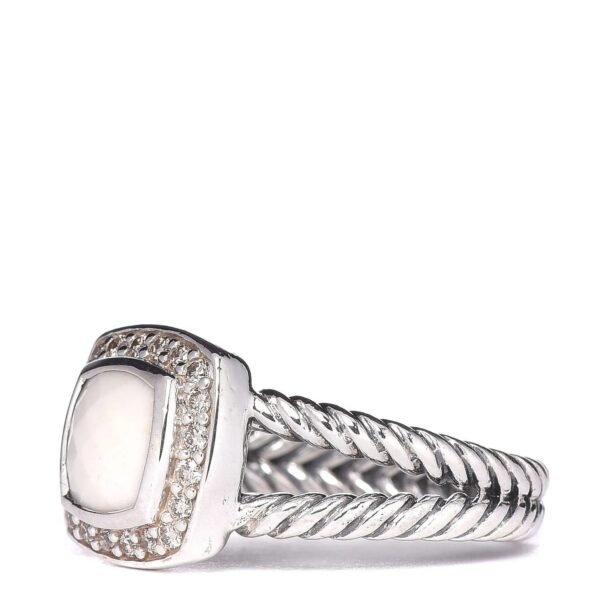 Sterling Silver Diamond White Agate 7mm Petite Albion Ring