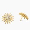 Starburst Stud Earrings 18K Yellow Gold with Diamonds, 19mm