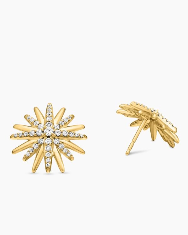 Starburst Stud Earrings 18K Yellow Gold with Diamonds, 19mm