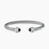 Classic Cable Bracelet Sterling Silver with Black Onyx and Diamonds, 5mm