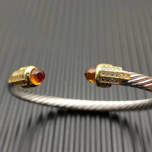 5mm Cable Bracelet with Champagne & Diamond Accents