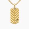 Chevron Tag 18K Yellow Gold with Black Diamonds, 42mm