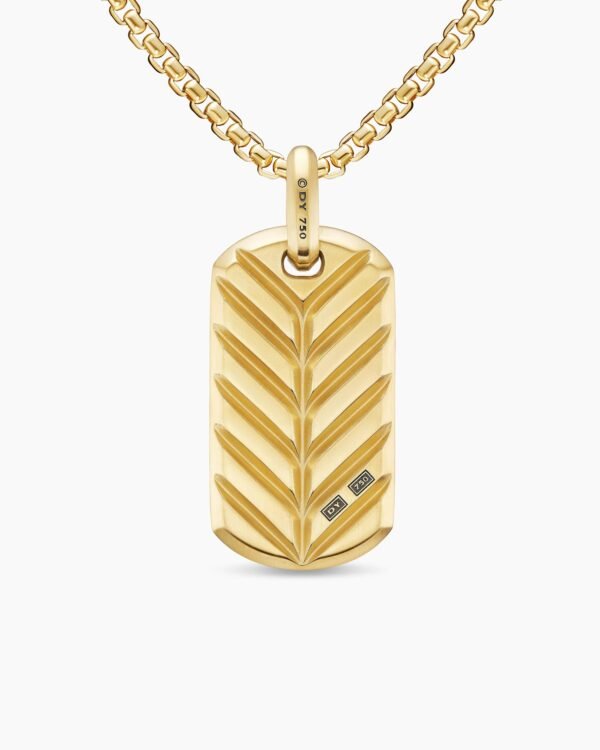 Chevron Tag 18K Yellow Gold with Black Diamonds, 42mm