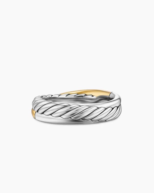 Crossover Band Ring Sterling Silver with 18K Yellow Gold - 6